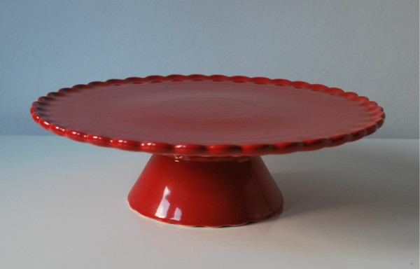 Red Scalloped Cake Stand