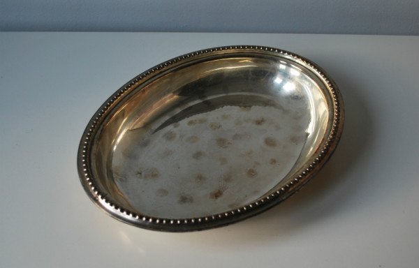 Vintage Silver Beaded Oval Dish